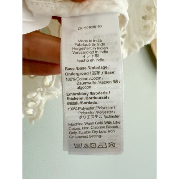 Madewell | NWT Embroidered Shirred Puff-Sleeve Top in Floral Eyelet | Sz XXS - Picture 7 of 10